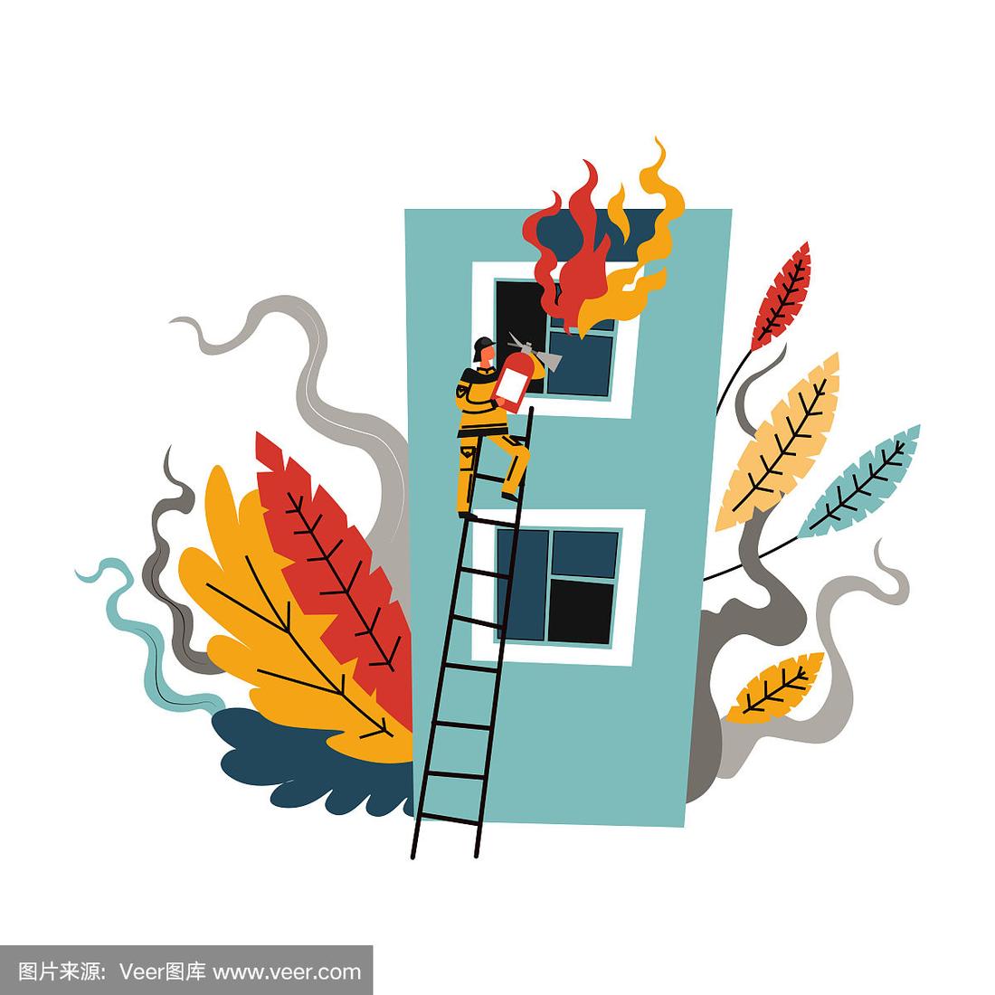 幼儿园消防梯子卡通图片，幼儿园消防楼梯宽度规范要求